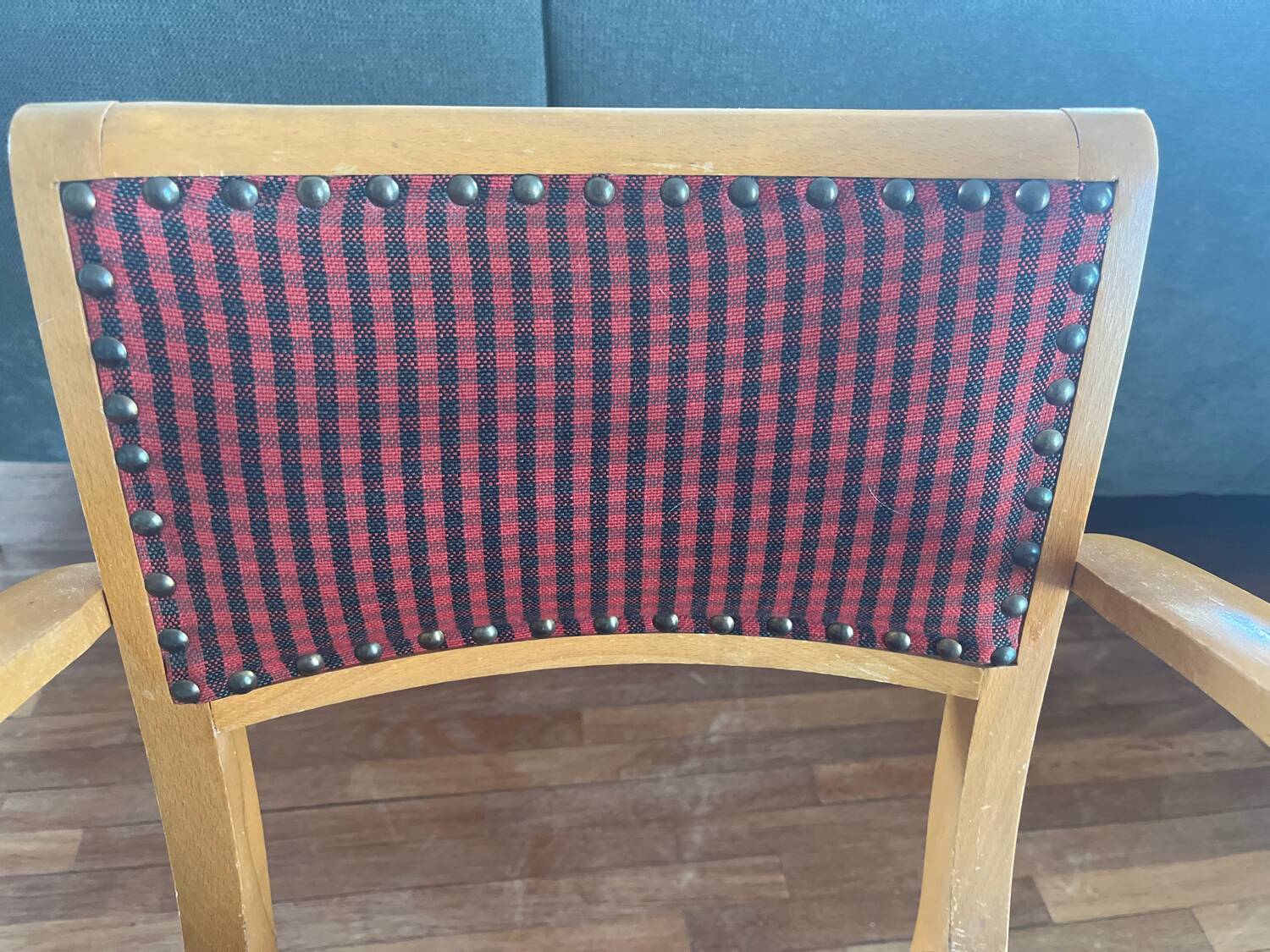 70s armchair chair in Vichy fabric