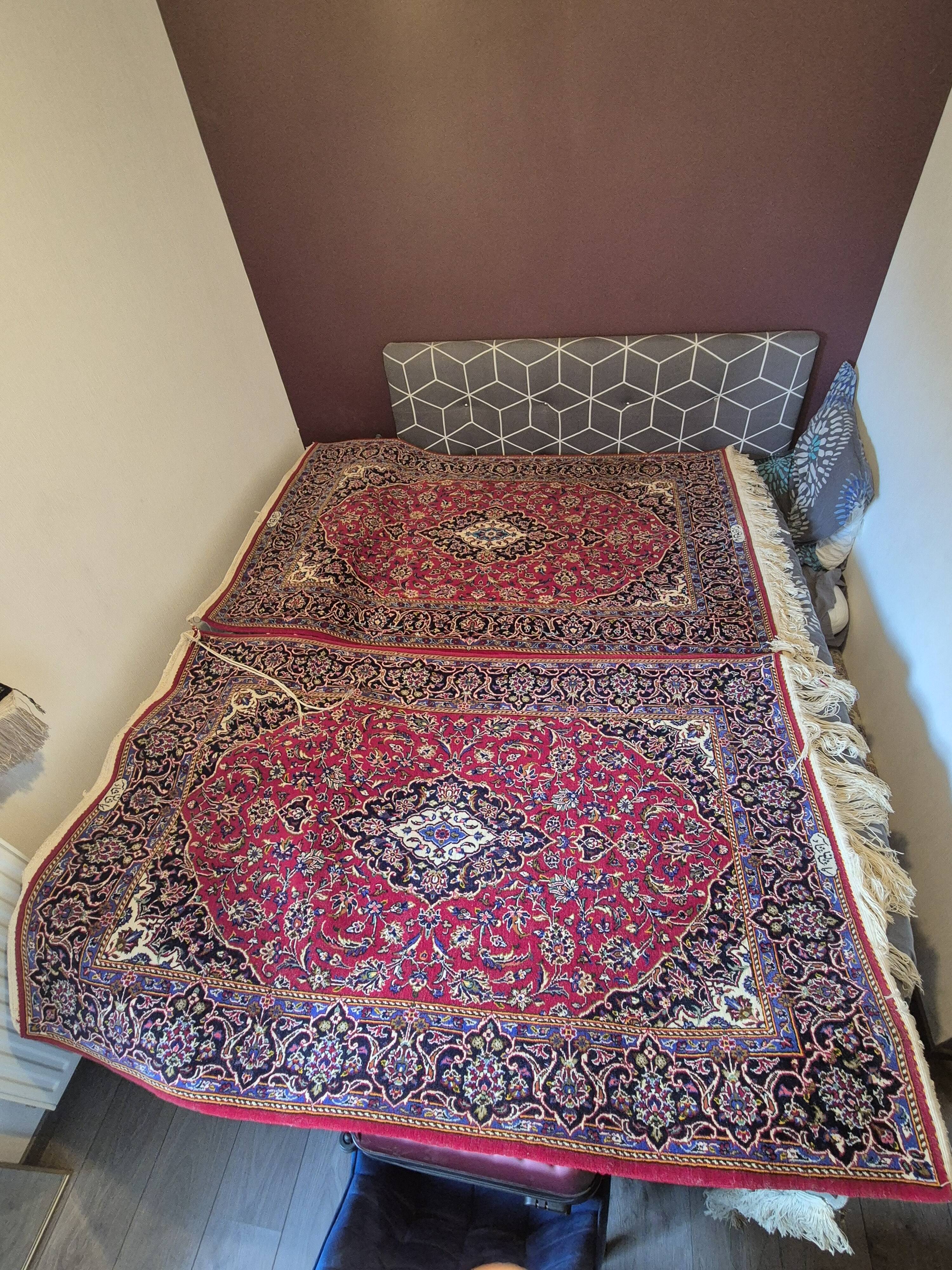 Pair of twin Kashan Persian rugs 116x176 Red medallion - Handwoven wool