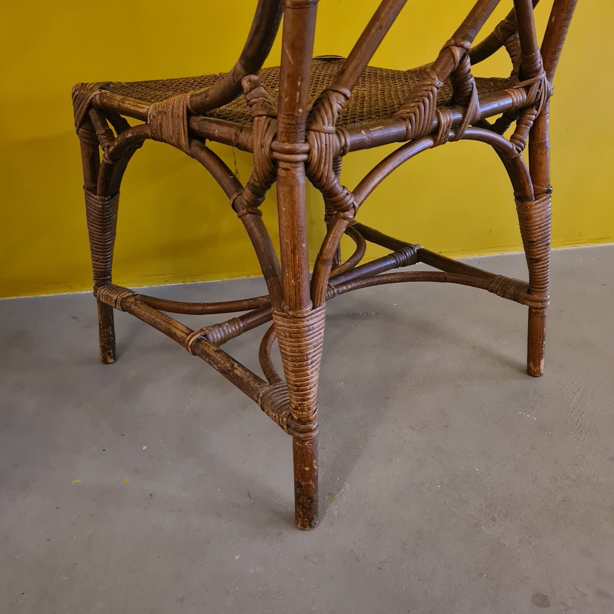 Old french chippendale bamboo chair, 1st half 20th century.