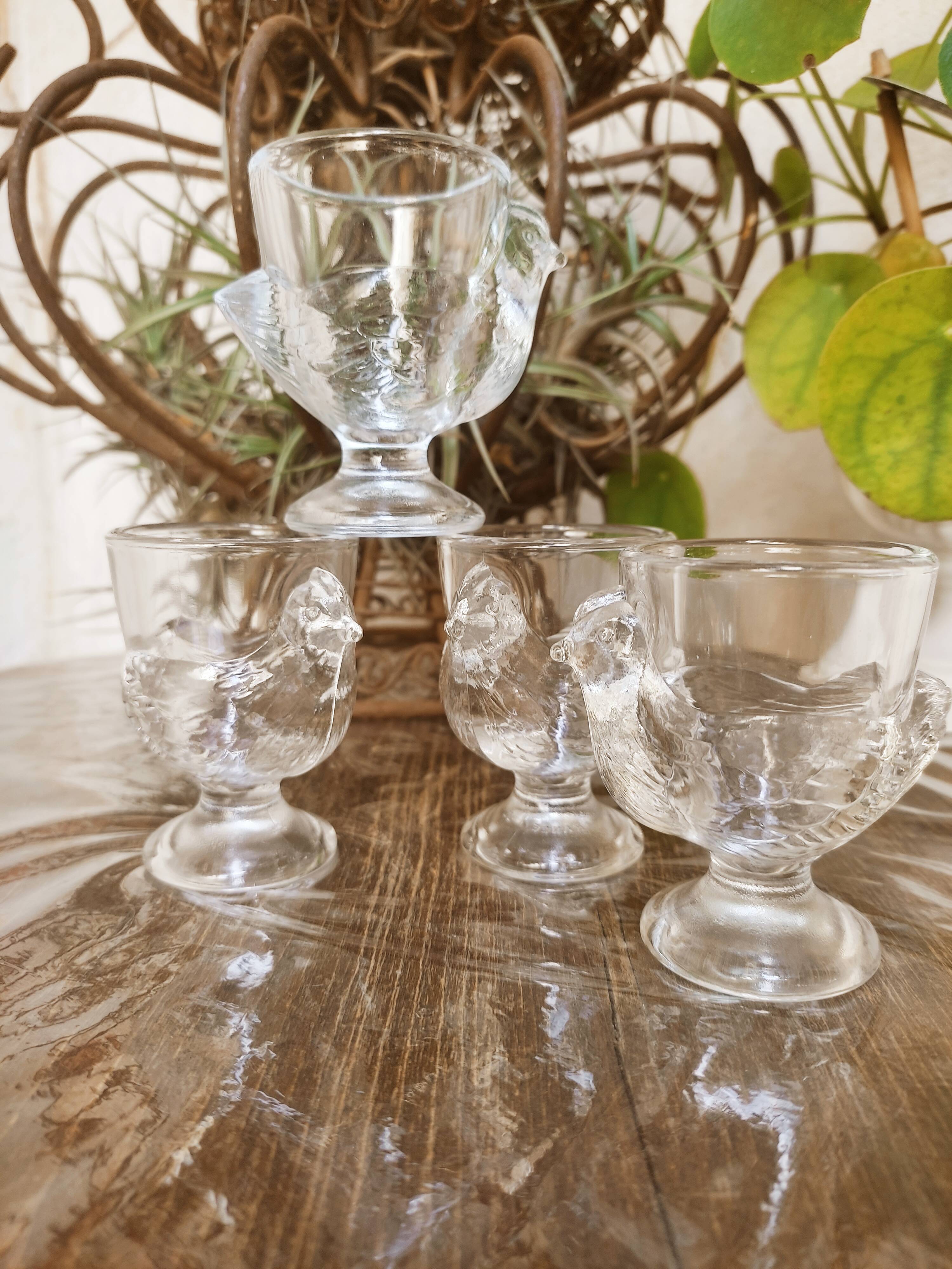 4 glass chicken shells