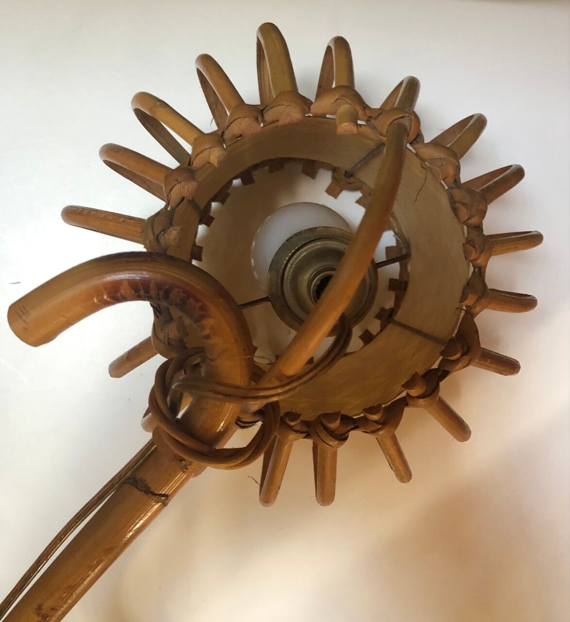 Vintage rattan wall lamps 60s, sold by 2