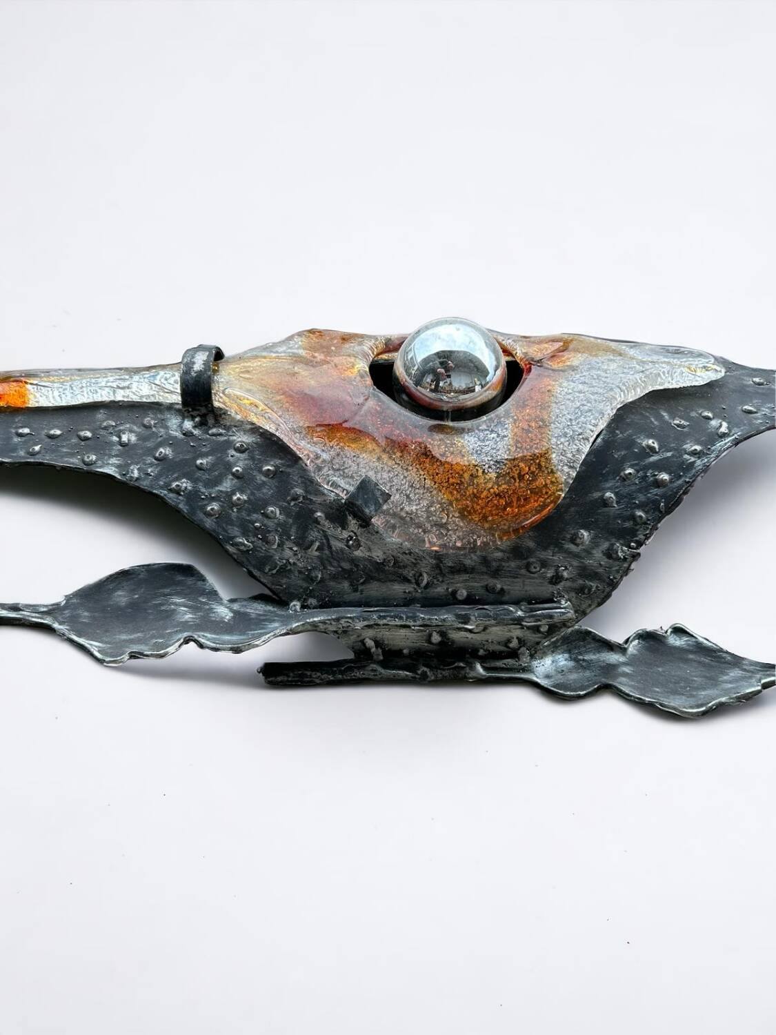 Tom Ahlstrom & Hans Ehrich - Pair Of Brutalist Sconces 1960s Metal And Glass