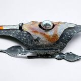 Tom Ahlstrom & Hans Ehrich - Pair Of Brutalist Sconces 1960s Metal And Glass