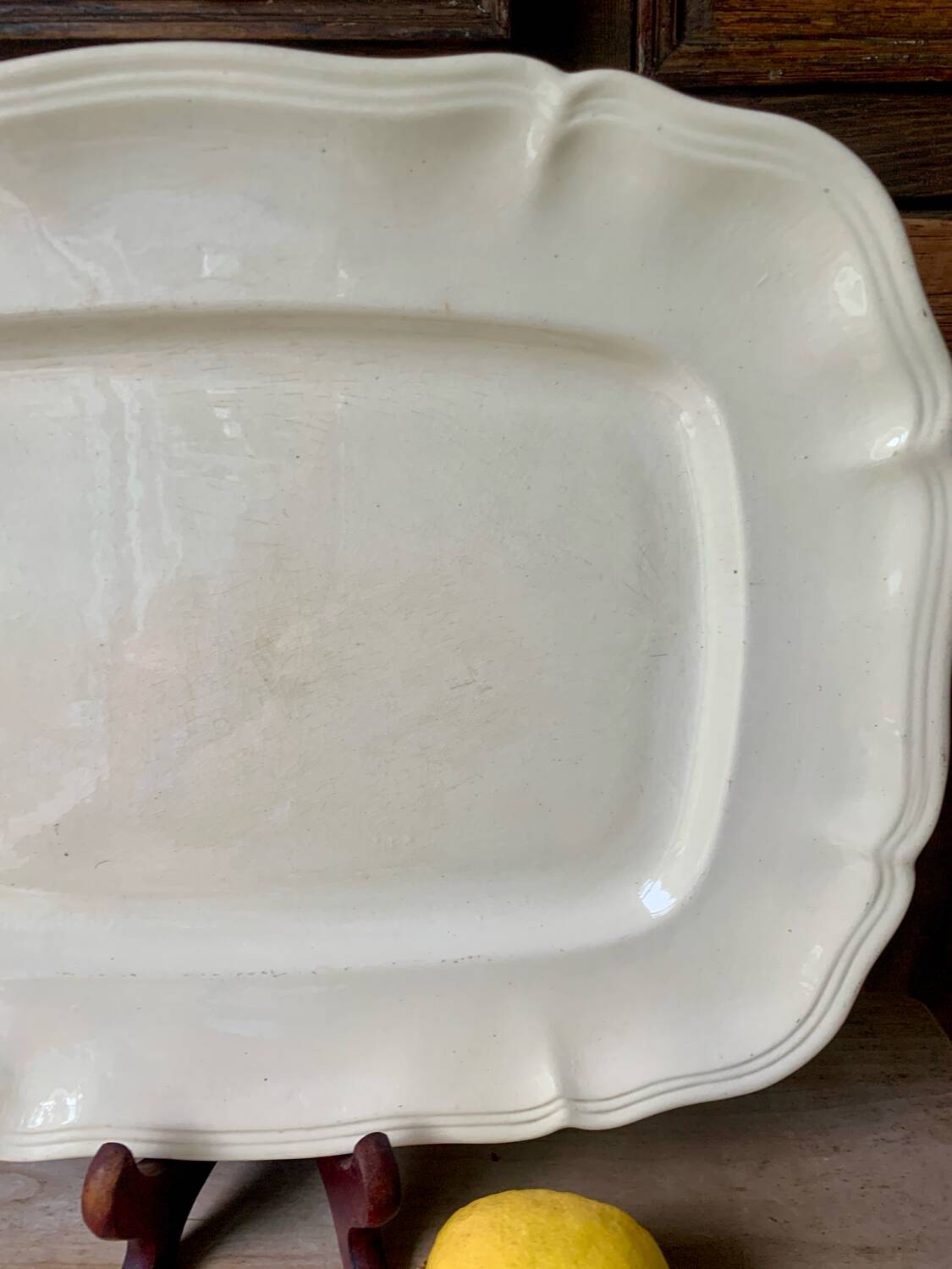 Large antique ivory serving dish from Sarreguemines