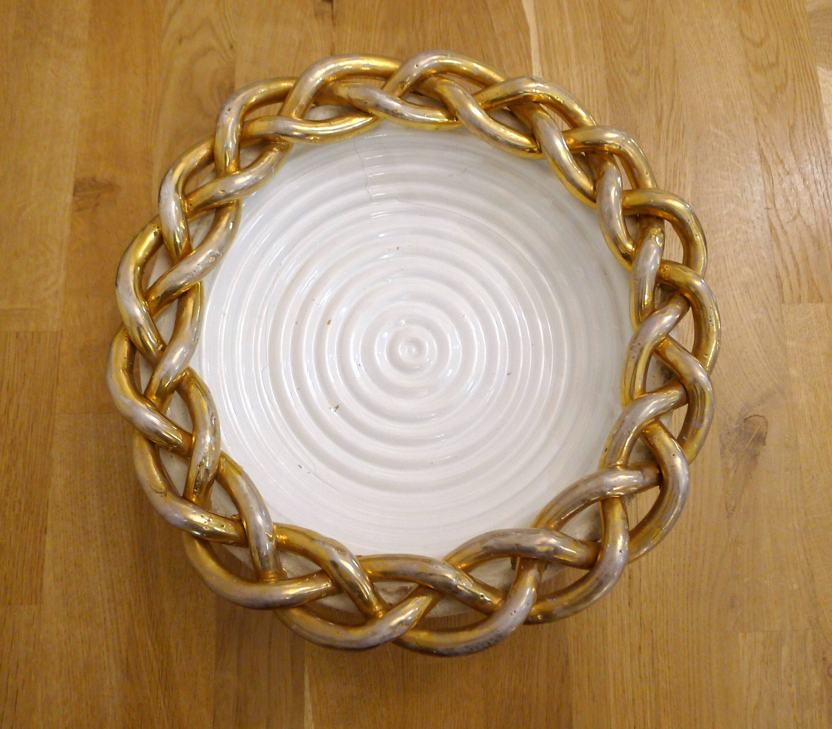 Woven coupe plate 1950s by E. Tessier