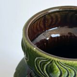 Large textured green ceramic vase