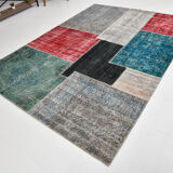 7x10 distressed multciolor vintage rug 301x220cm