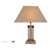 Hollywood Regency Acrylic Glass & Brass Table Lamp, Italy, 1970s