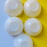 5 bowls in white glass
