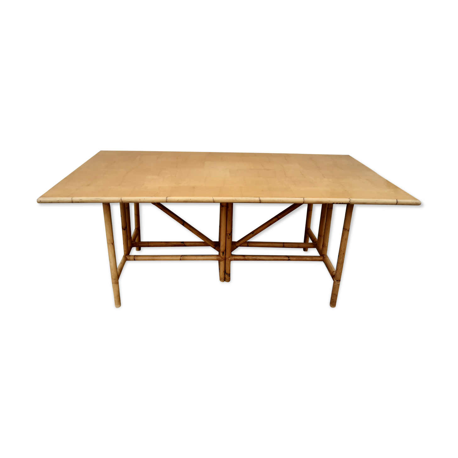 Table de salle à manger en rotin années 50