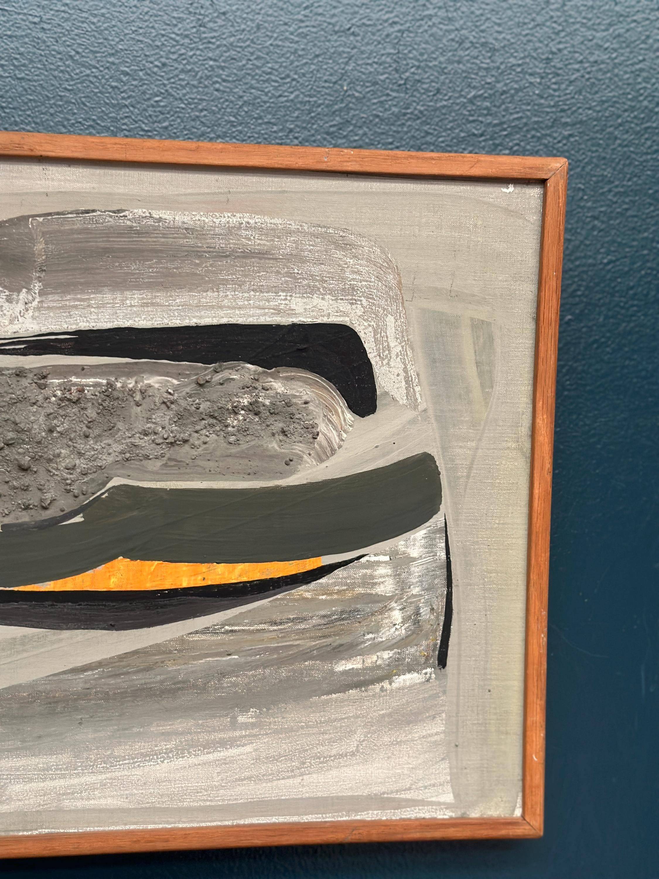 Huile sur toile originale suédoise – “Composition” attribuée à Olof Arén