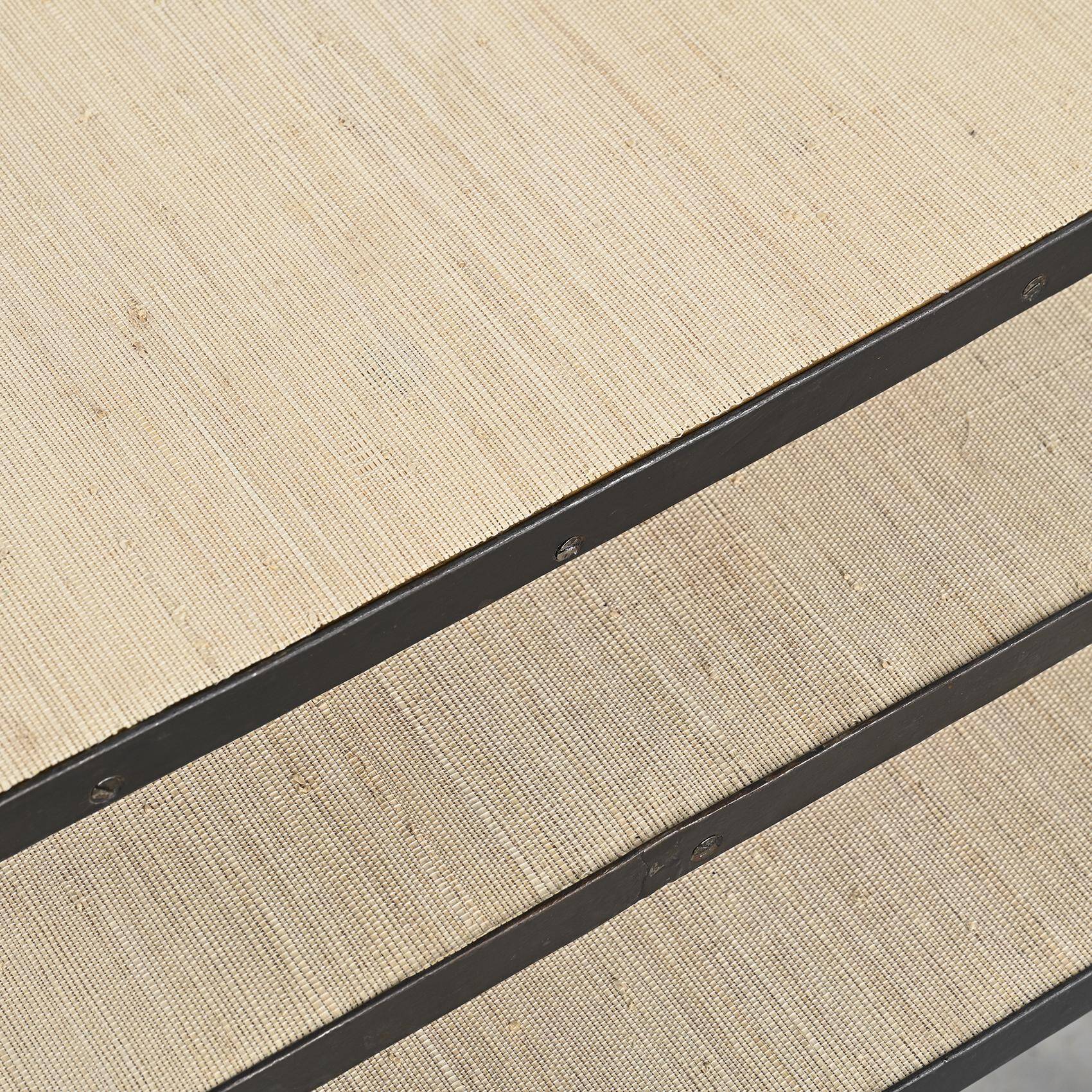 Set of 3 nesting tables in black lacquered metal, circa 1960