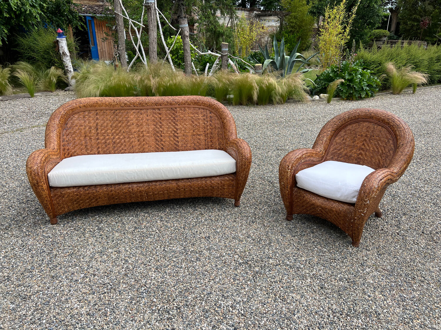 Rattan sofa and armchair