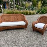 Rattan sofa and armchair