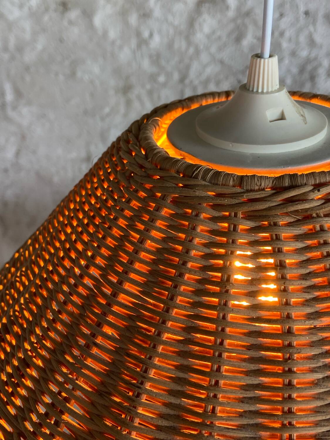 Pair of rattan pendant lights