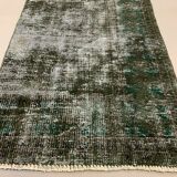 Distressed Turkish Runner 280x78 cm wool Vintage rug, Overdyed Black