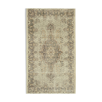 Tapis beige oriental handmade vintage 1980s 163 cm x 283 cm