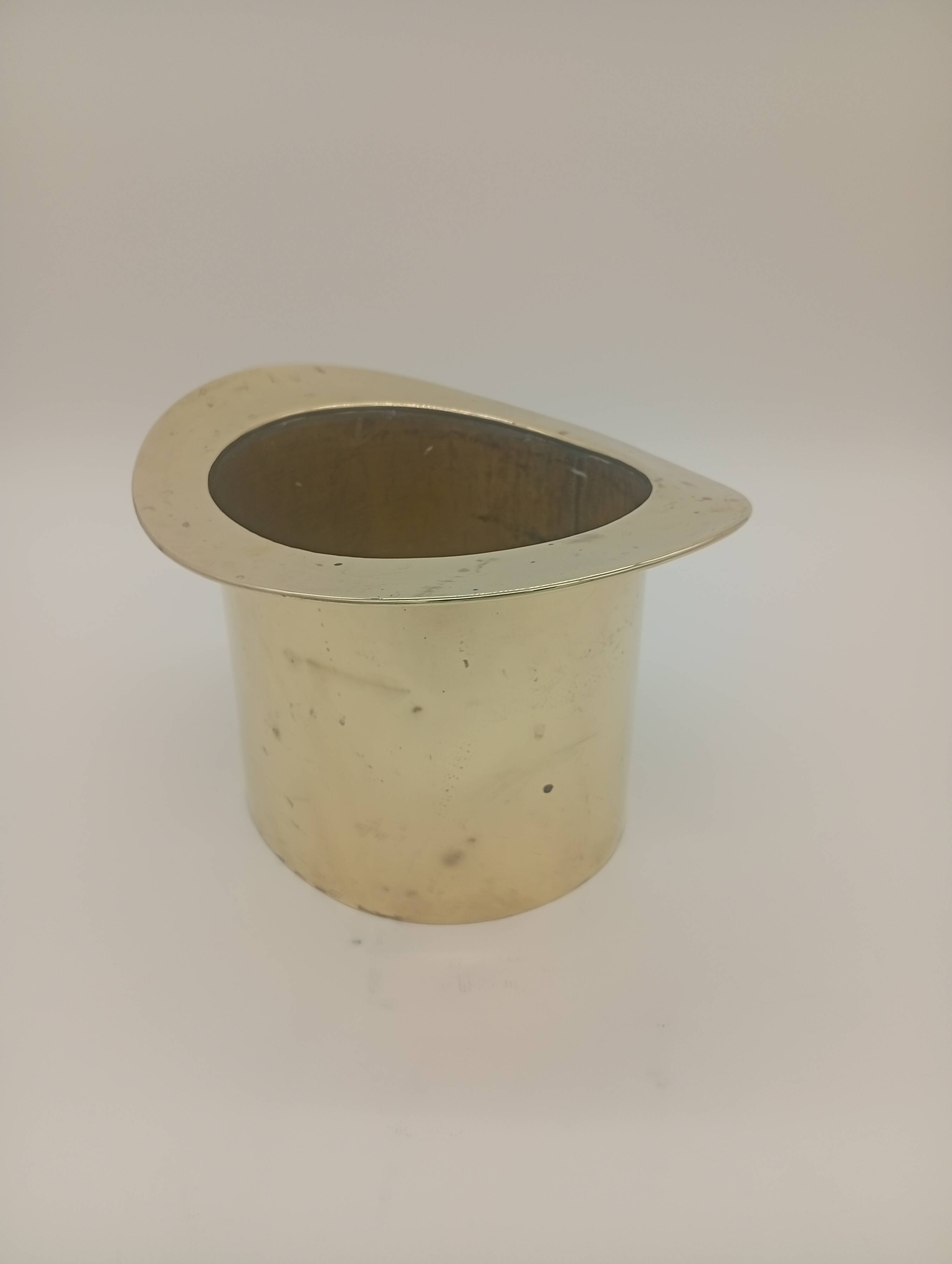 Ice Bucket Champagne Cooler Top Hat Vintage Brass