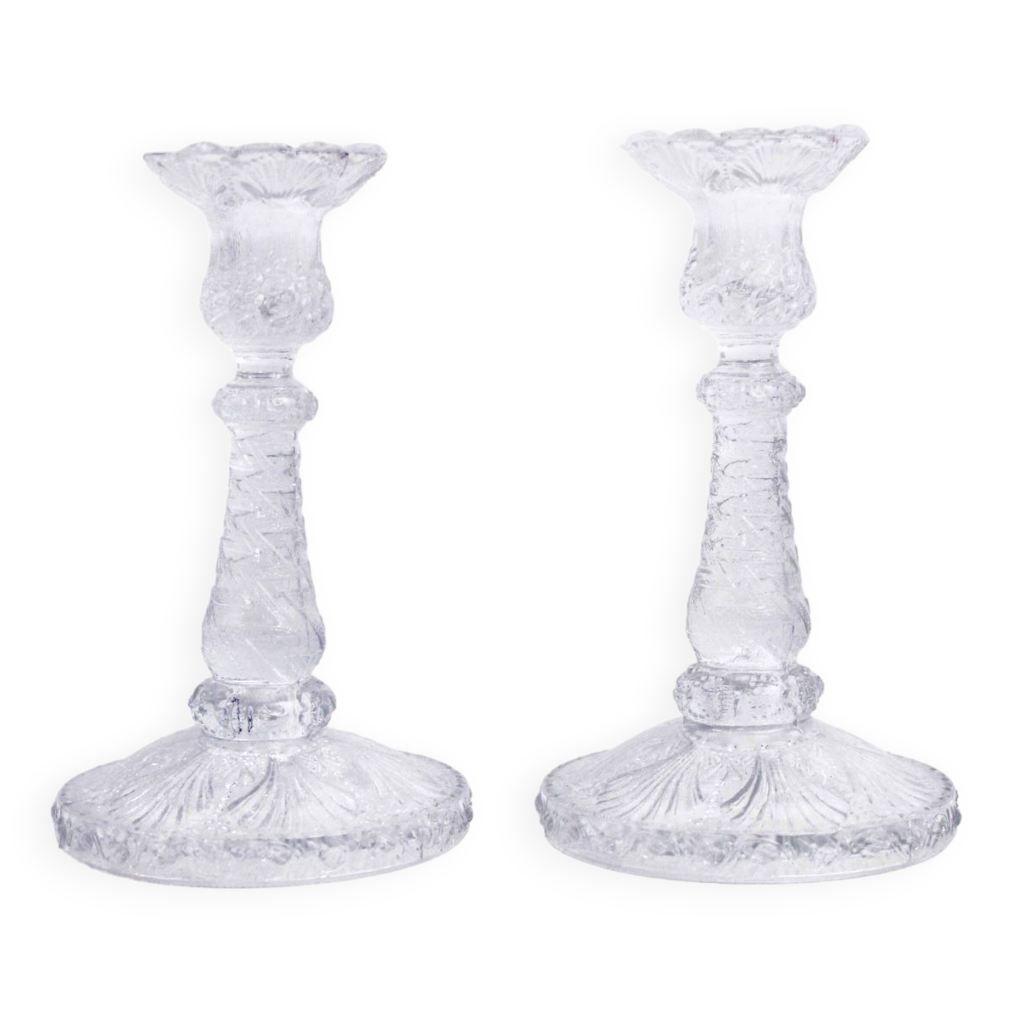 Pair of glass candlesticks