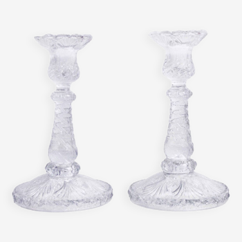 Pair of glass candlesticks