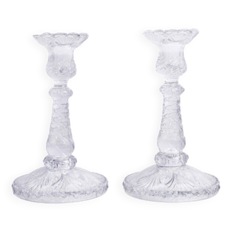 Pair of glass candlesticks