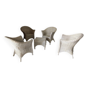 salon en rotin vintage