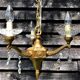 Gilt French Chandelier: Neo Classical 3-Branch Crystal Pendant Light
