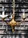 Gilt French Chandelier: Neo Classical 3-Branch Crystal Pendant Light