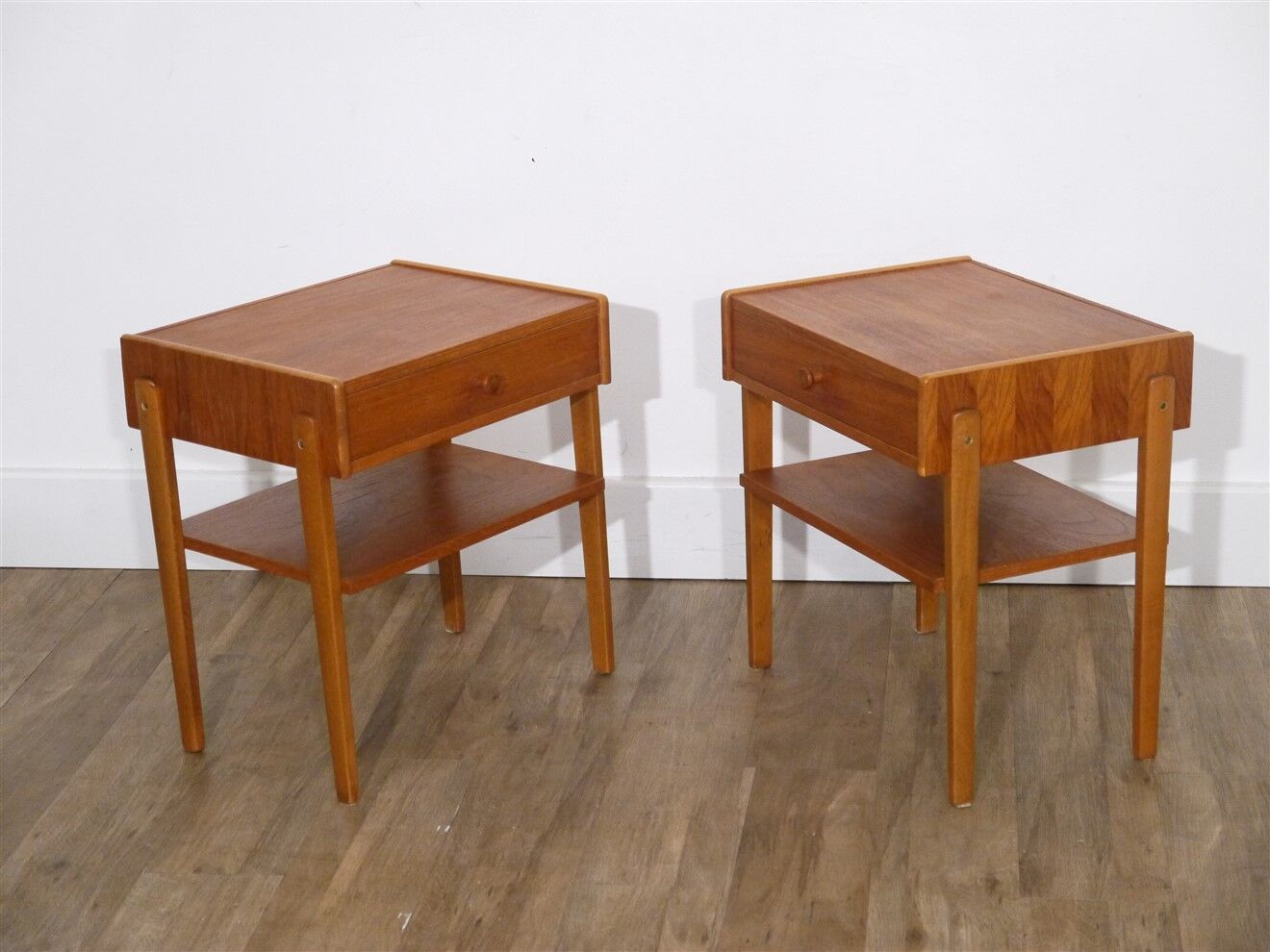 Pair of vintage Scandinavian teak bedside tables 1960