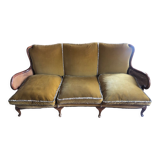 Louis XV style 3-seater sofa with cane armrests