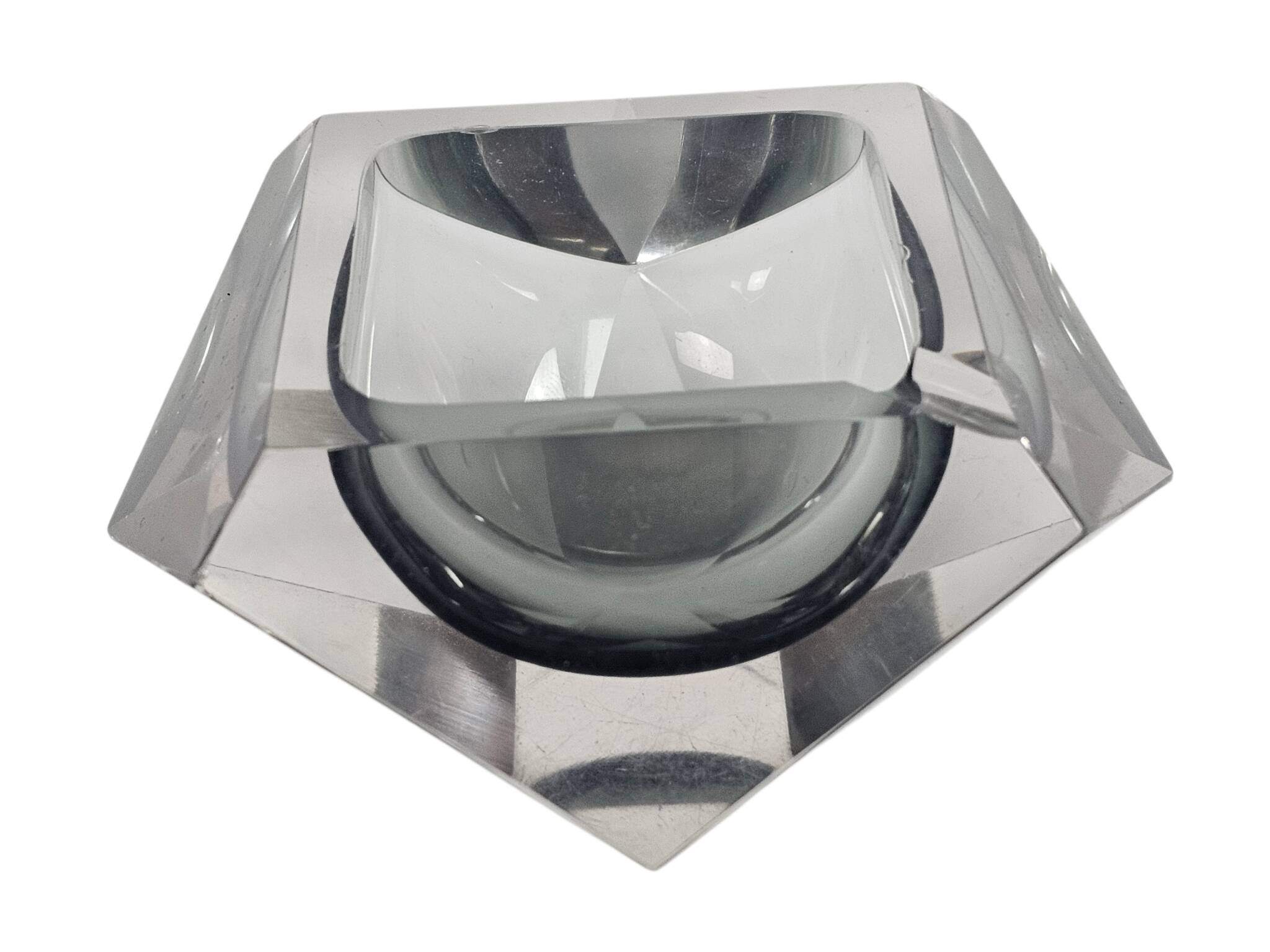 Murano - Flavio Poli - Seguso - Sommerso - Ashtray - clear glass - grey