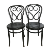 Pair of bistro chairs in curved wood of the years 30-40, brand sl