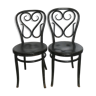 Paire de chaises de bistrot en bois courbé des années 30-40, marque SL