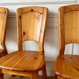 Set of 4 solid pine chairs in chalet style