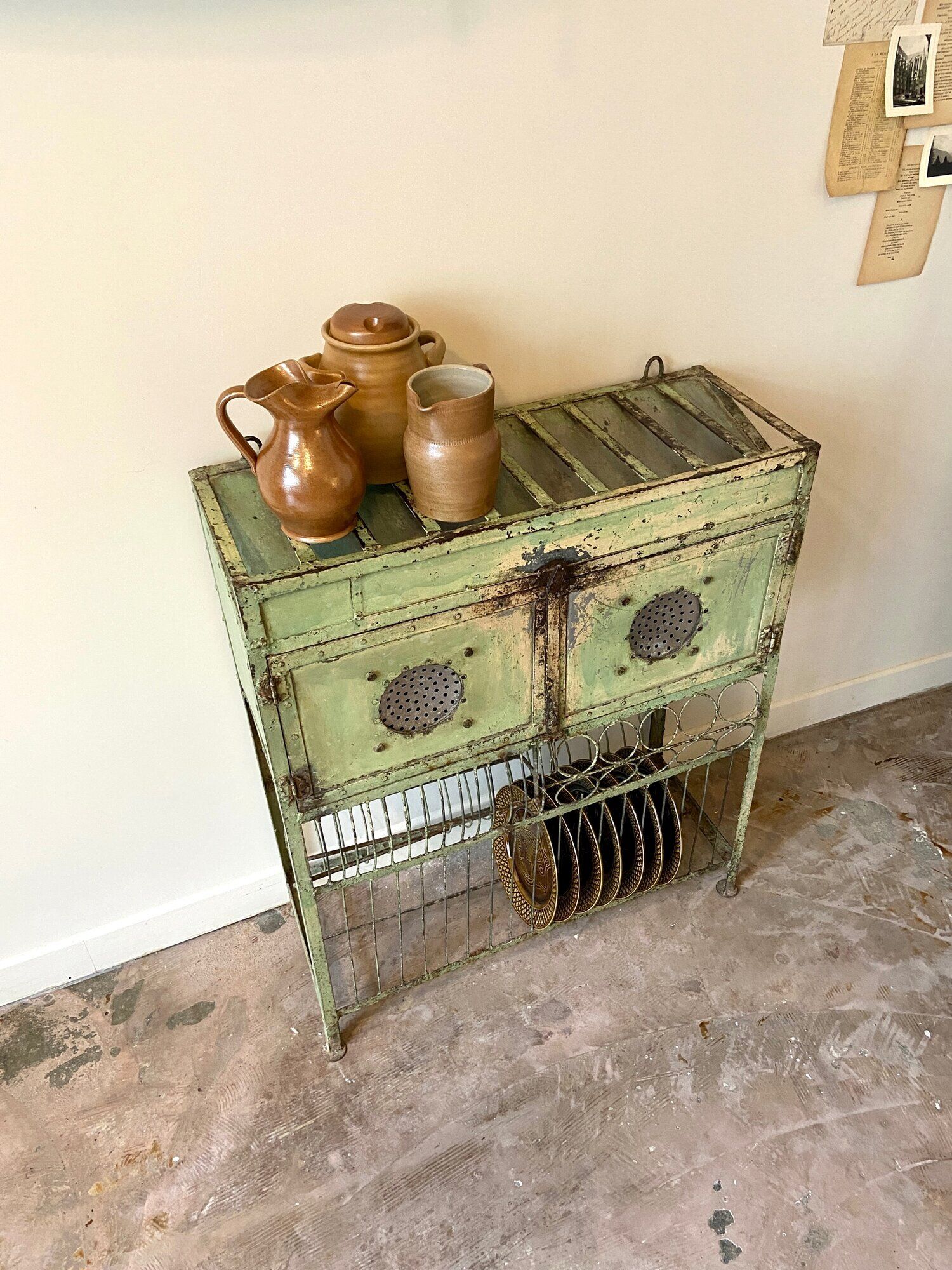 Storage cabinet in water green metal