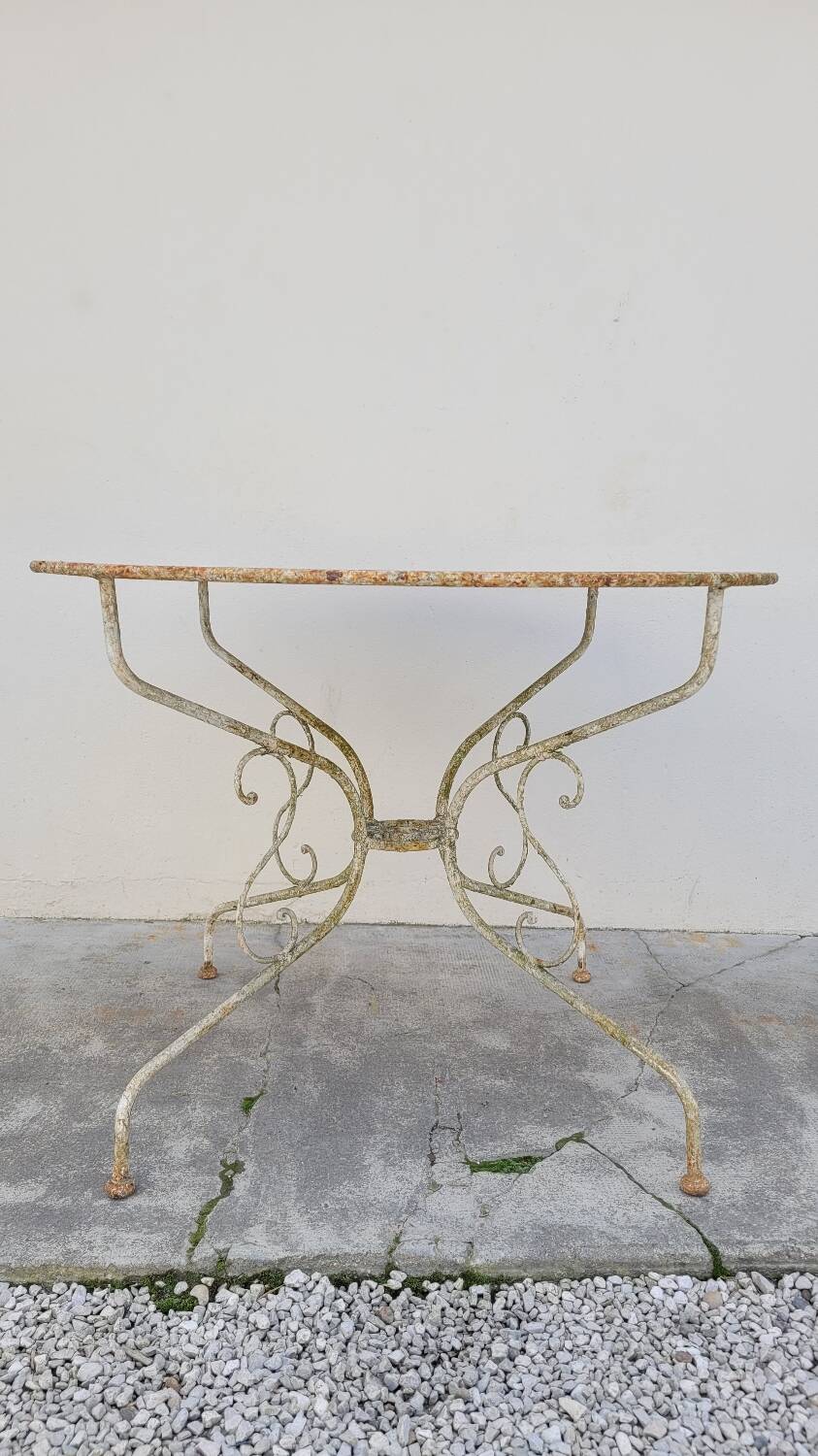Round Wrought Iron Garden Table 1900s