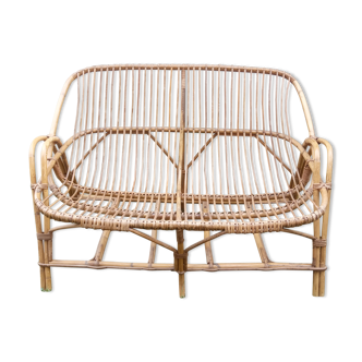 Vintage rattan bench