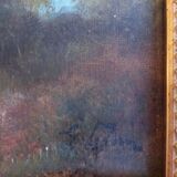 Tableau ancien à l'huile ,  inspiré de l' école de  Barbizon
