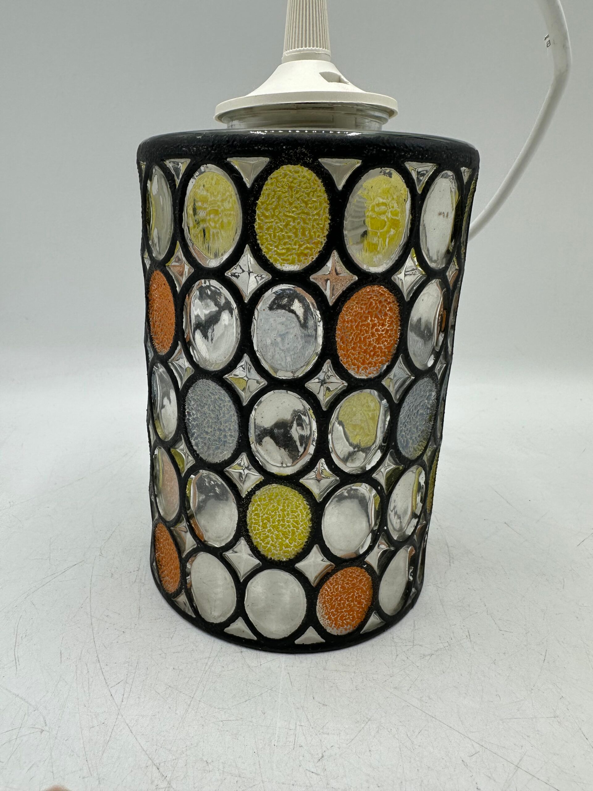 Vintage glass pendant light Limburg 1970s