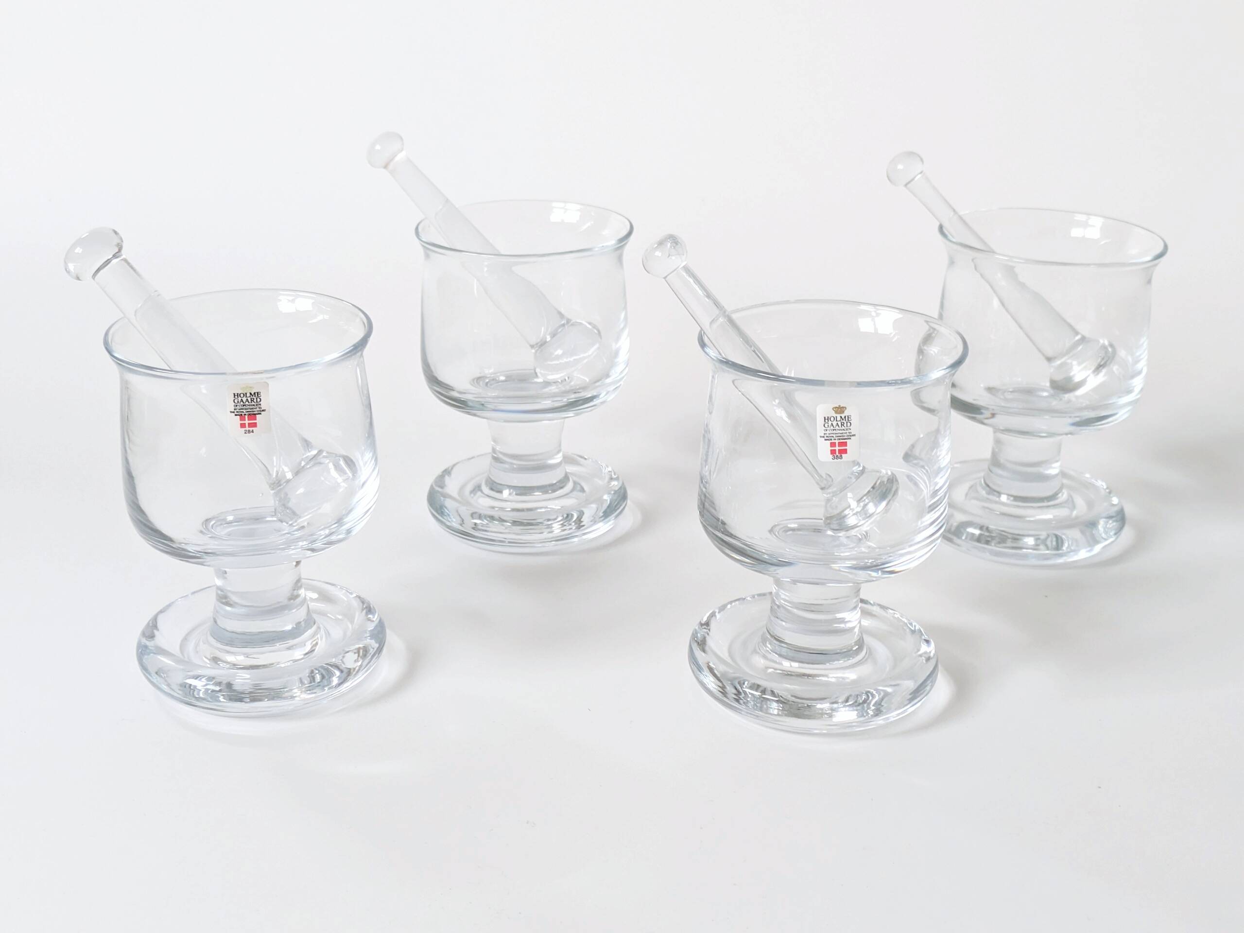 4 verres à grog et mélangeurs, Holmegaard années 70