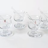 4 verres à grog et mélangeurs, Holmegaard années 70