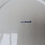 Old ceramic plate with scene of life and blue floral decor Van Melle