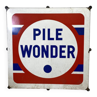 Plaque émaillée "Piles WONDER"