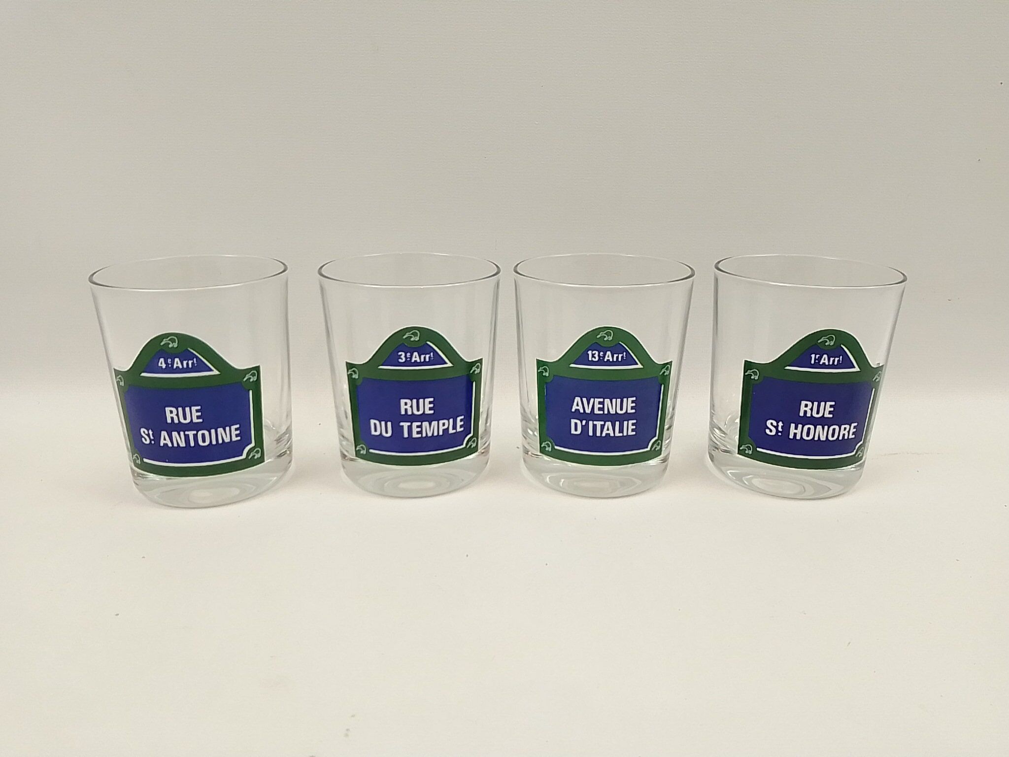 Lot de 8 verres thème les plaques de Paris