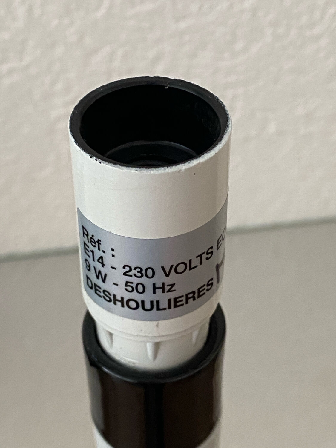 Lamp base, rocket shape, Deshoulières porcelain