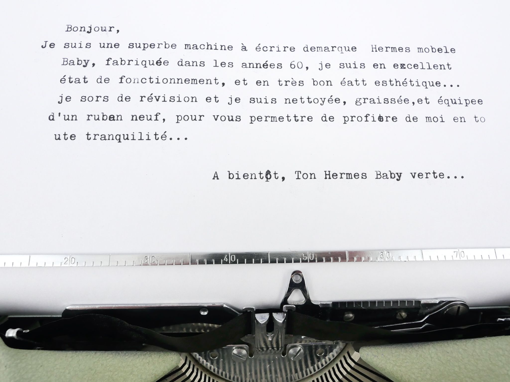 Hermes Baby green lime typewritter revised new ribbon