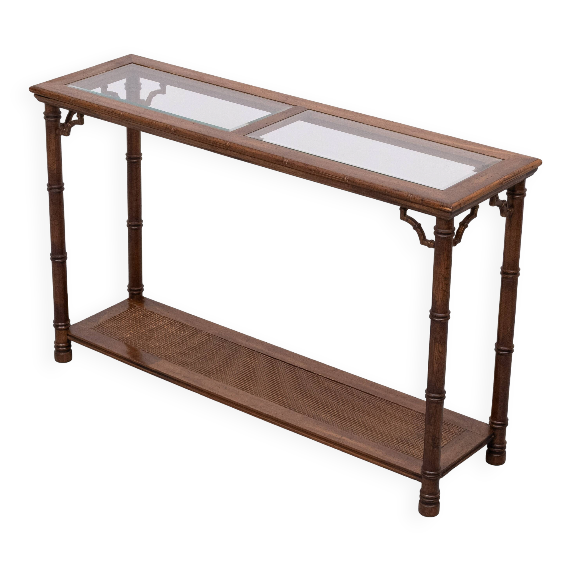 Console Table faux bamboo Chinese Chippendale 1970s