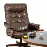 Pair of 2 Swedish swivel leather chairs