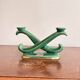 Antique Candle Holder Chandelier 2 Arms Saint Clément Glazed Green Ceramic