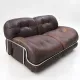 Canapé en cuir marron et chrome, années 1970